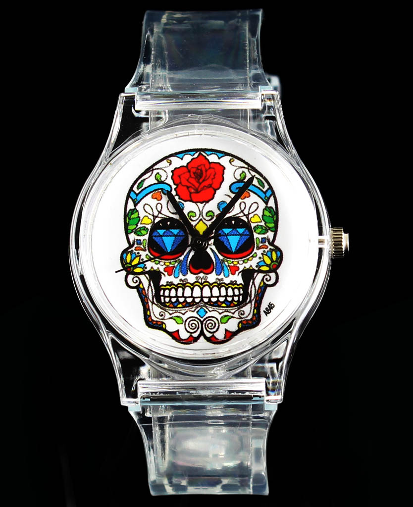 Minimalist Thin Watch - Rose Flower Skull Skeleton Heart Evil